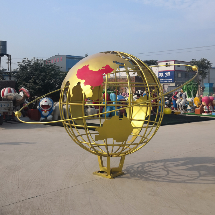 不锈钢金色地球仪雕塑(图3)