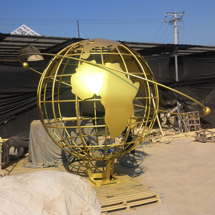 不锈钢金色地球仪雕塑(图2)