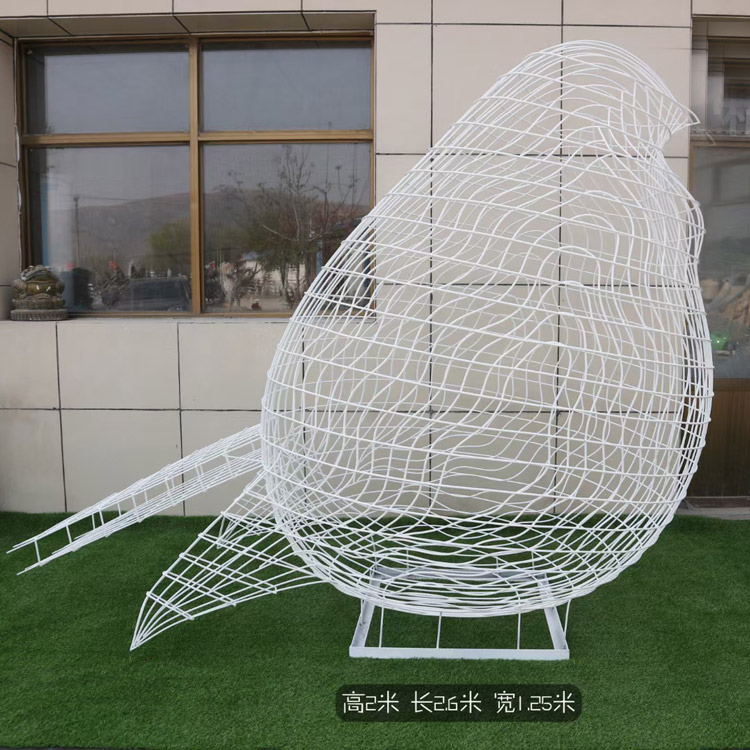 铁艺不锈钢镂空鸟雕塑(图1)